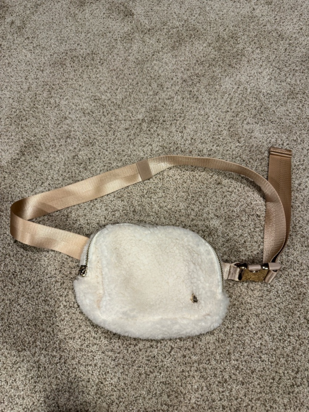 Cozy Cream Sherpa Crossbody Belt Bag